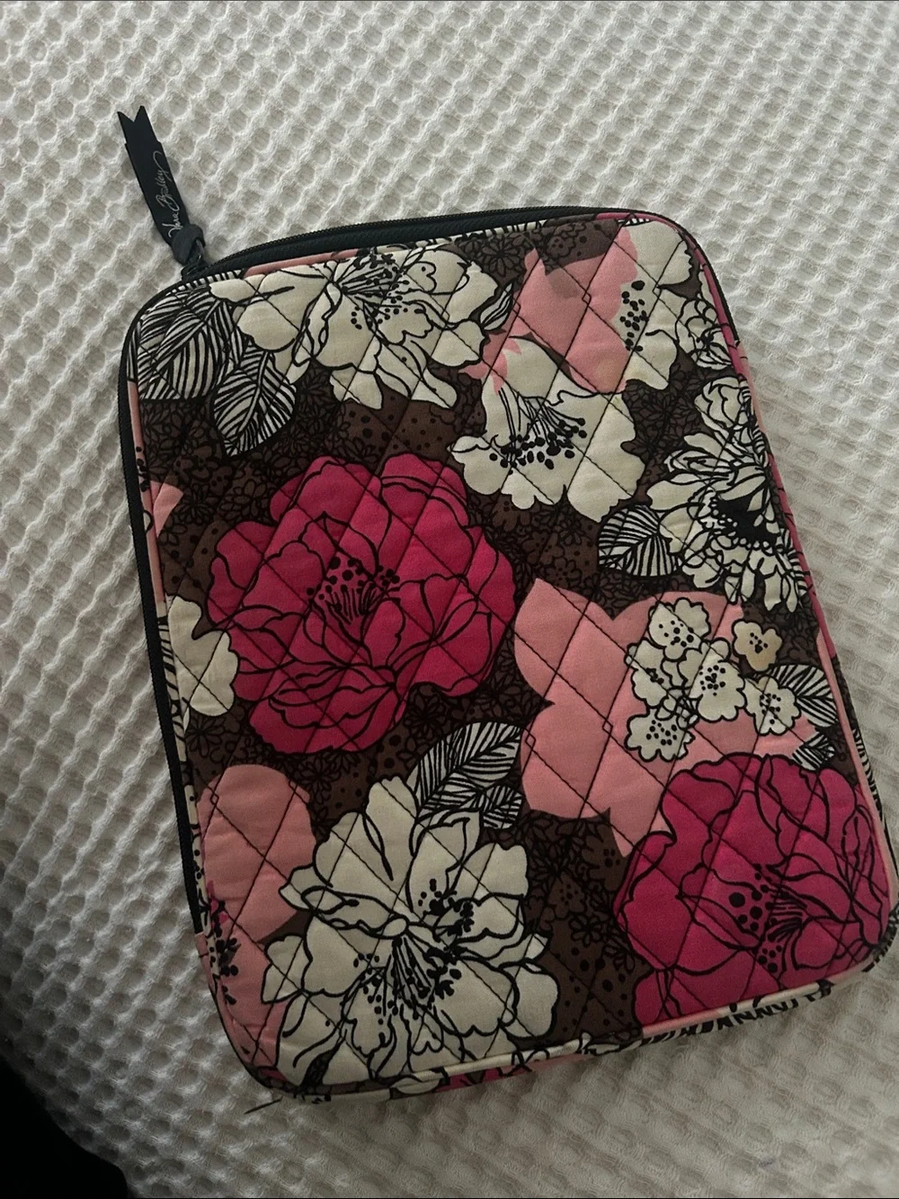 Vera Bradley Pink Brown Floral Quilted Small Laptop Case